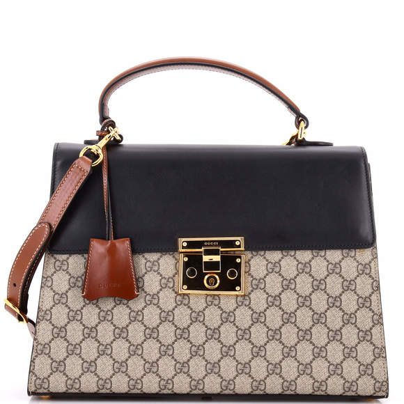Gucci Handbags - Gucci Medium Padlock Top Handle Bag GG Coated Canvas and Leather